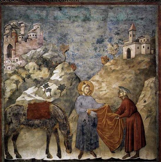 GIOTTO di Bondone St Francis Giving his Mantle to a Poor Man Spain oil painting art
